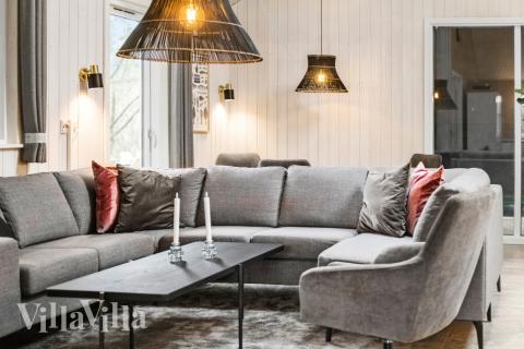 Die Couchecke im Luxusferienhaus Nr. 167 in Westjütland.