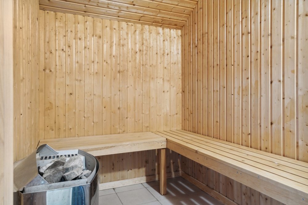 Genießen Sie die heiße Sauna im Luxusferienhaus Nr. 212 für 14 Personen