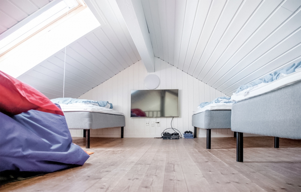 Einige der 24 Schlafgelegenheiten befinden sich im Luxusferienhaus Nr. 201 auf dem ausgebauten Dachboden