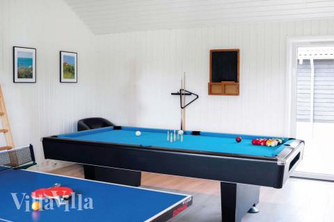 Das Luxusferienhaus 201 für 24 Personen hat einen großen Aktivitätsraum mit u. a. Billard und Darts