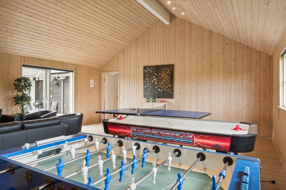Das Luxusferienhaus 202 für 24 Personen hat einen großen Aktivitätsraum mit u. a. Billard und Darts