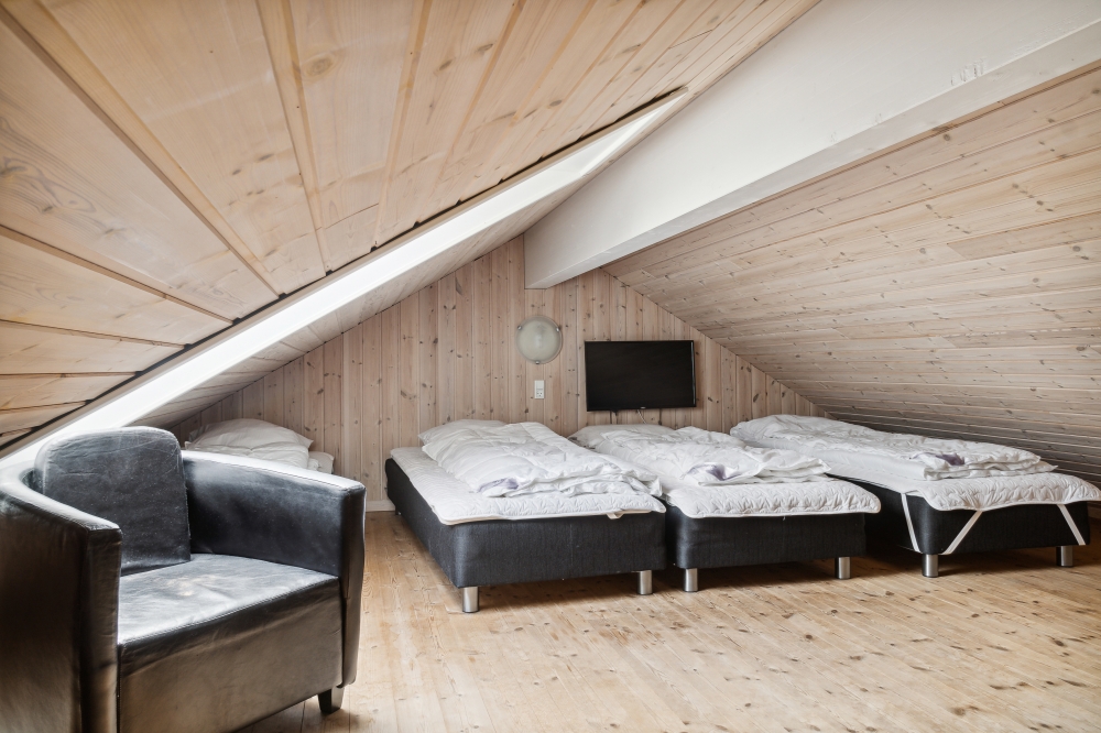 Einige der 24 Schlafgelegenheiten befinden sich im Luxusferienhaus Nr. 202 auf dem ausgebauten Dachboden