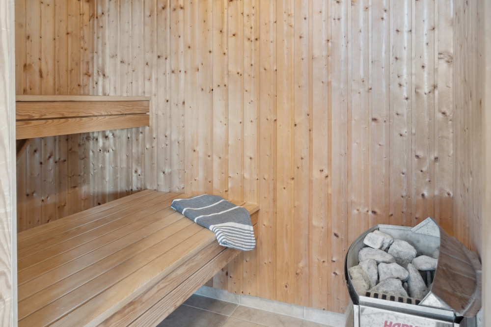 Genießen Sie die heiße Sauna im Luxusferienhaus Nr. 282 für 19 Personen