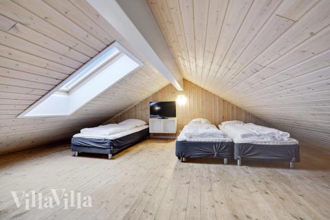 Einige der 24 Schlafgelegenheiten befinden sich im Luxusferienhaus Nr. 206 auf dem ausgebauten Dachboden