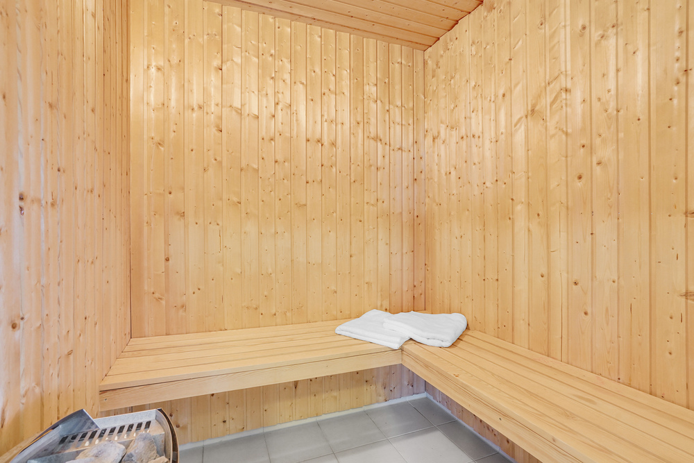 Genießen Sie die heiße Sauna im Luxusferienhaus Nr. 206 für 24 Personen