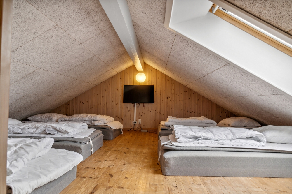 Einige der 16 Schlafgelegenheiten befinden sich im Luxusferienhaus Nr. 306 auf dem ausgebauten Dachboden