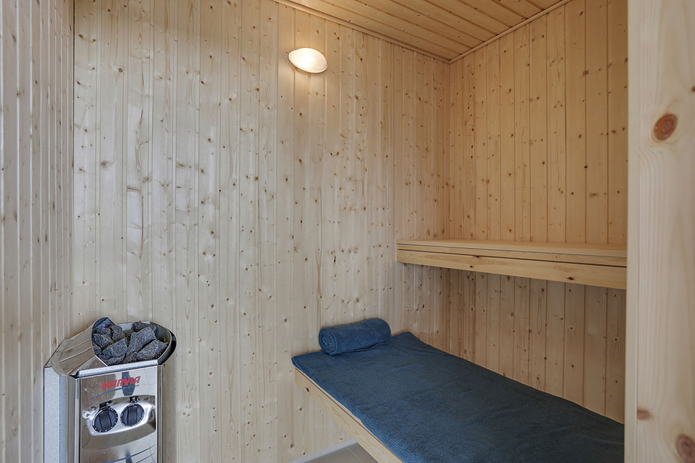 Genießen Sie die heiße Sauna im Luxusferienhaus Nr. 377 für 18 Personen