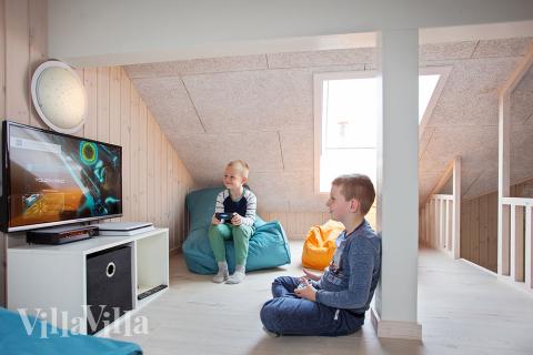 Einige der 22 Schlafgelegenheiten befinden sich im Luxusferienhaus Nr. 398 auf dem ausgebauten Dachboden