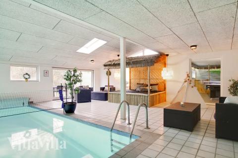 Hüpft im Luxusferienhaus Nr. 423 in Ostjütland in den Pool.