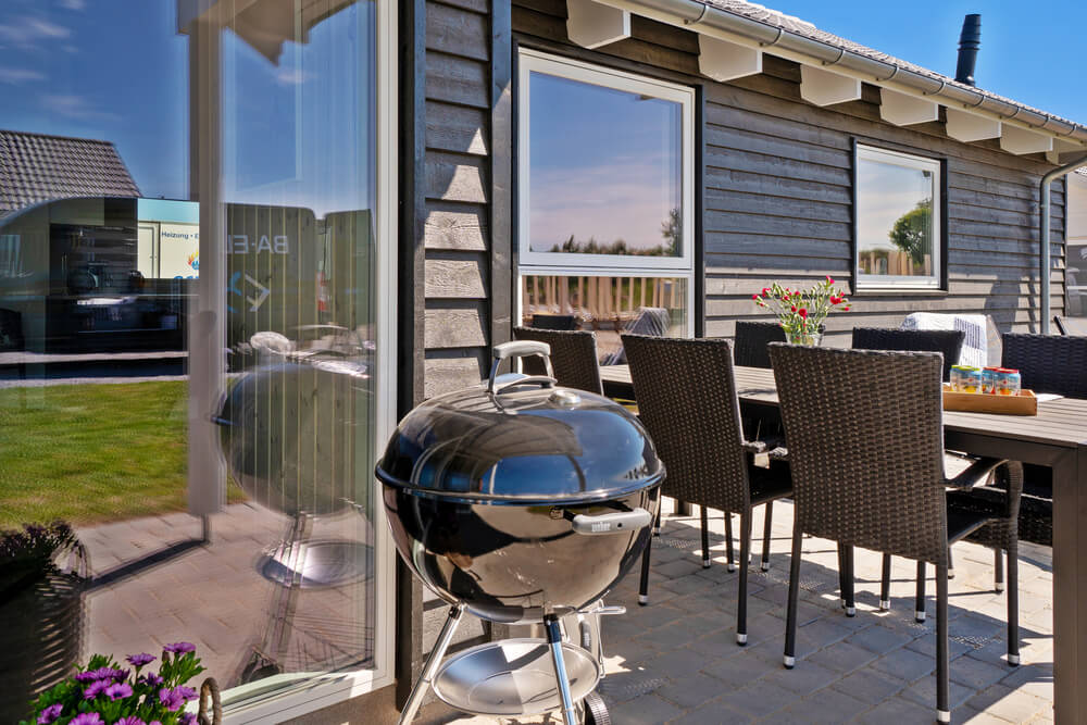 Das Luxusferienhaus Nr. 718 hat eine tolle Terrasse, die mit hochwertigen Gartenmöbeln für 12 Personen ausgestattet ist.