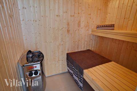 Genießen Sie die heiße Sauna im Luxusferienhaus Nr. 720 für 18 Personen