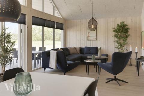 Der große, lichtdurchflutete Aufenthaltsraum im Luxusferienhaus Nr. 433 für 16.