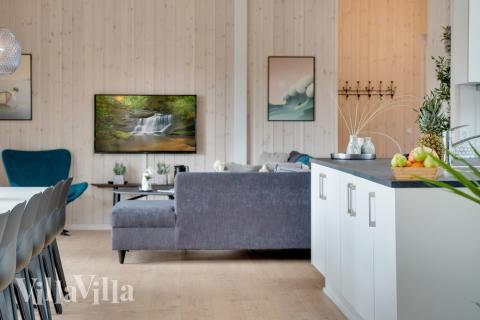 Der Aufenthaltsraum bietet Platz für 20 Personen, wenn ihr das Ferienhaus 465 in Westjütland besucht.