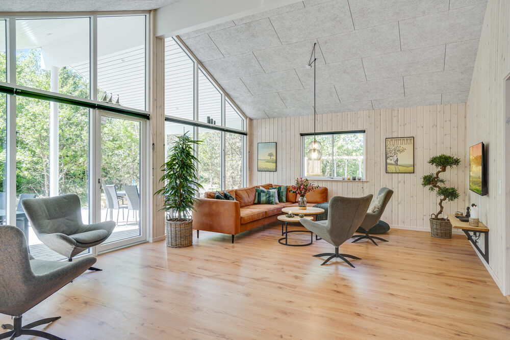 Die Couchecke im Luxusferienhaus Nr. 494 in Nordjütland.