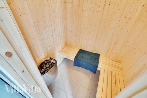 Genießen Sie die heiße Sauna im Luxusferienhaus Nr. 500 für 26 Personen