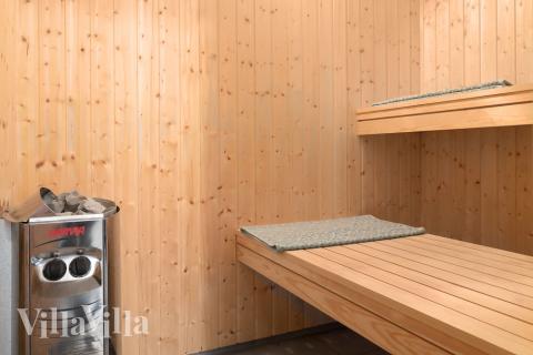 Genießen Sie die heiße Sauna im Luxusferienhaus Nr. 726 für 18 Personen
