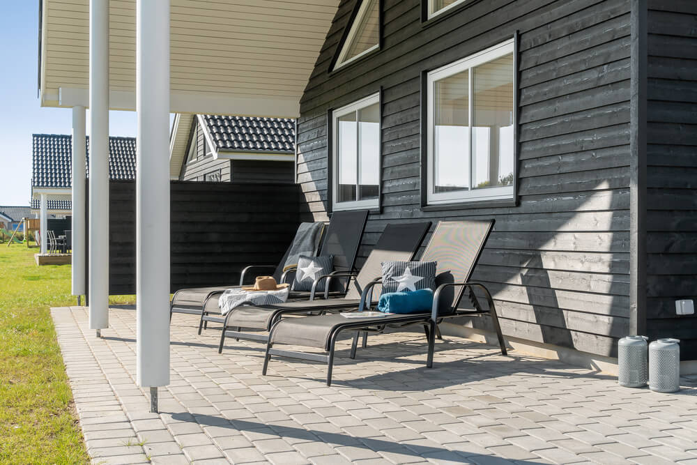 Große Terrasse am Luxusferienhaus Nr. 729 in Deutschland.