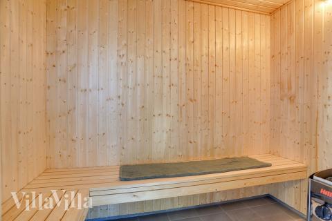 Genießen Sie die heiße Sauna im Luxusferienhaus Nr. 491 für 30 Personen