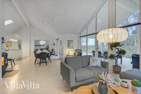 Die Couch im Luxusferienhaus Nr. 507 in Lolland/Falster/Mön lädt zu Gesellschaftsspielen oder zu Kinoabenden ein.