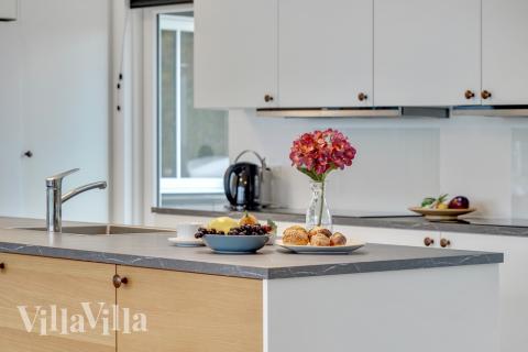 Die Küche im Luxusferienhaus Nr. 496 ist gut eingerichtet.