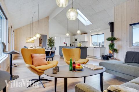 Die Couchecke im Luxusferienhaus Nr. 508 in Südjütland.