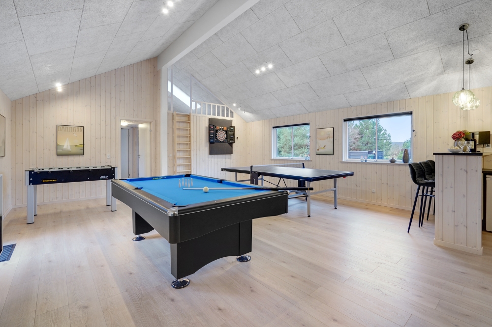 Das Luxusferienhaus 532 für 20 Personen hat einen großen Aktivitätsraum mit u. a. Billard und Darts