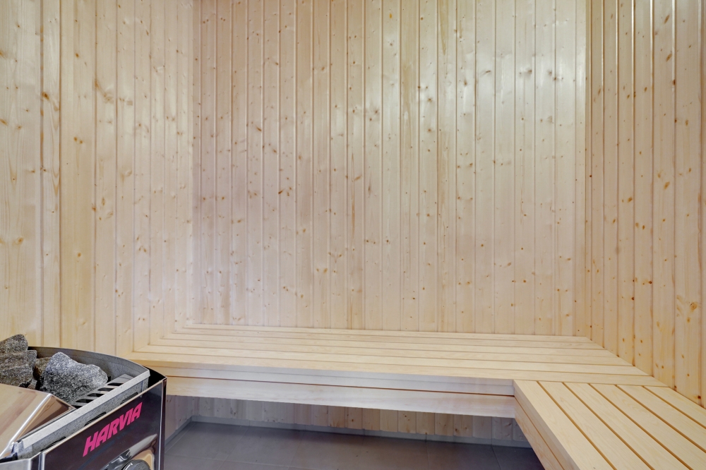 Genießen Sie die heiße Sauna im Luxusferienhaus Nr. 532 für 20 Personen