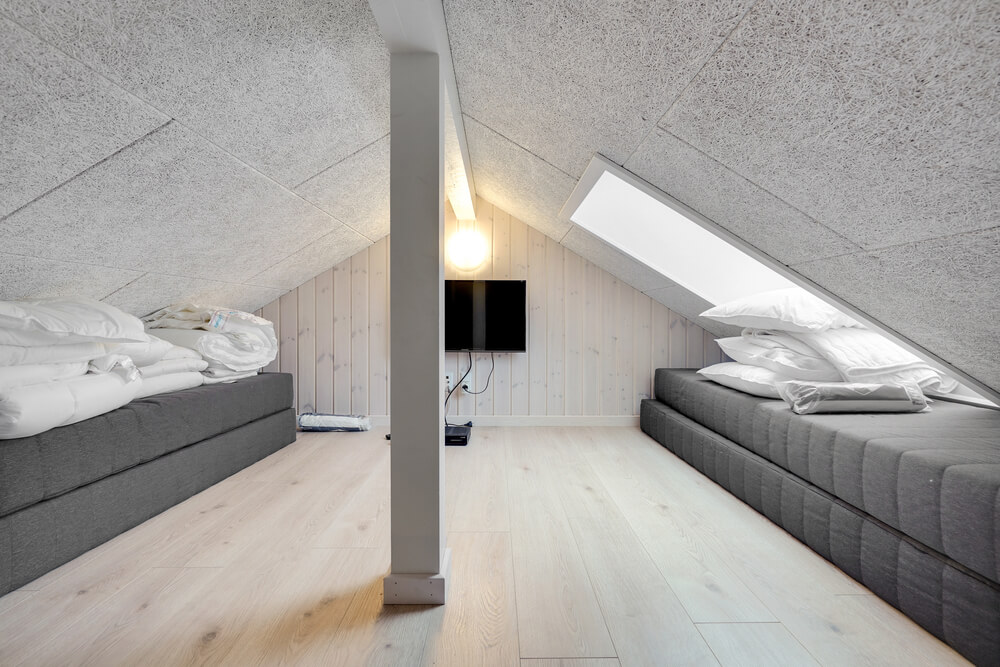 Einige der 14 Schlafgelegenheiten befinden sich im Luxusferienhaus Nr. 550 auf dem ausgebauten Dachboden