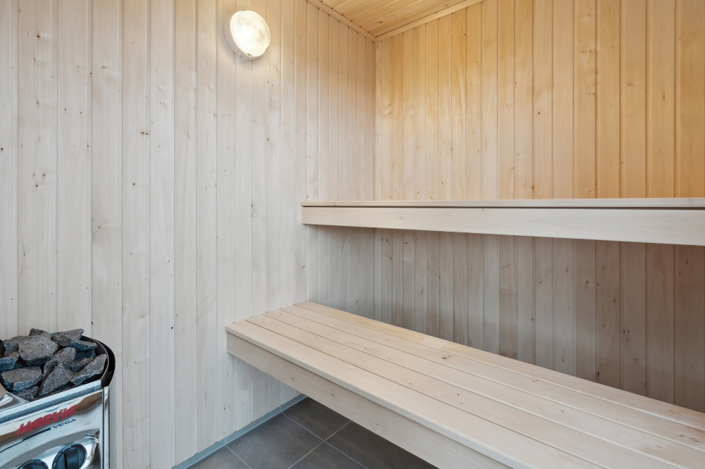 Genießen Sie die heiße Sauna im Luxusferienhaus Nr. 594 für 20 Personen