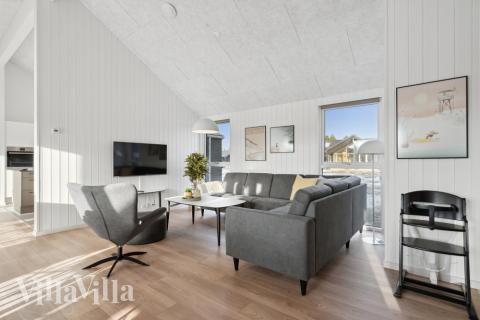 Die Couchecke im Luxusferienhaus Nr. 605 in Westjütland.