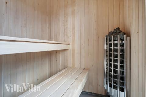 Genießen Sie die heiße Sauna im Luxusferienhaus Nr. 606 für 6 Personen