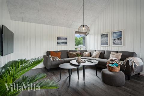 Die Couchecke im Luxusferienhaus Nr. 611 in Südjütland.