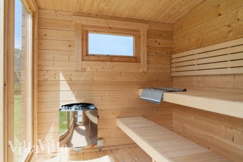 Genießen Sie die heiße Sauna im Luxusferienhaus Nr. 620 für 12 Personen