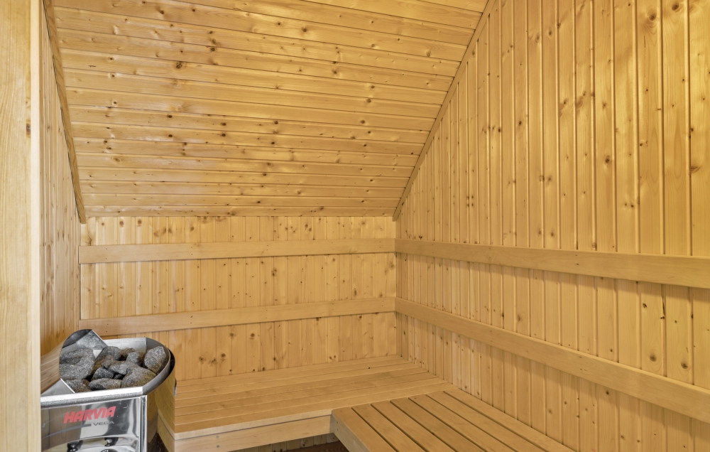 Genießen Sie die heiße Sauna im Luxusferienhaus Nr. 675 für 15 Personen