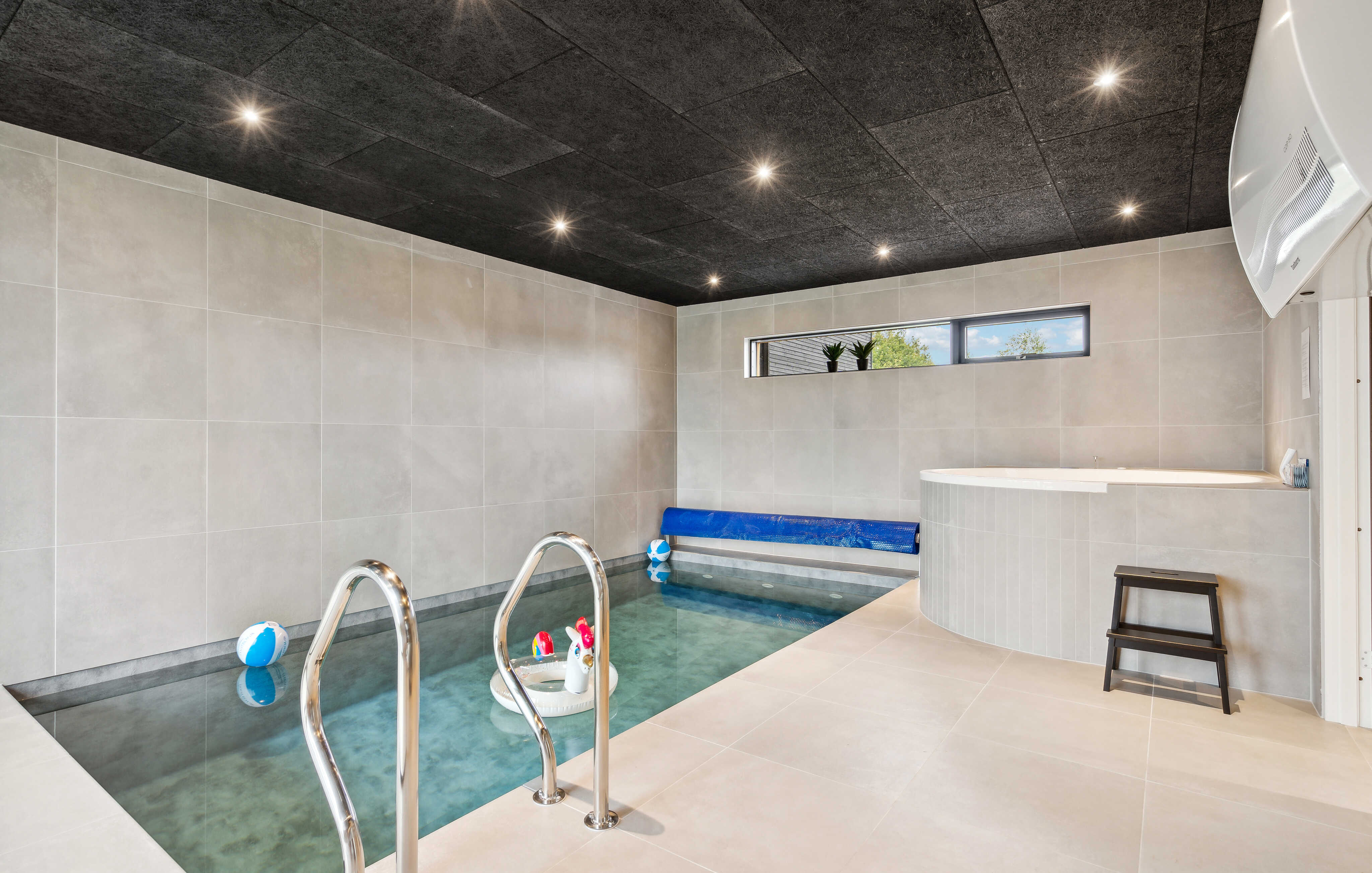 Hüpft im Luxusferienhaus Nr. 684 in Limfjord in den Pool.