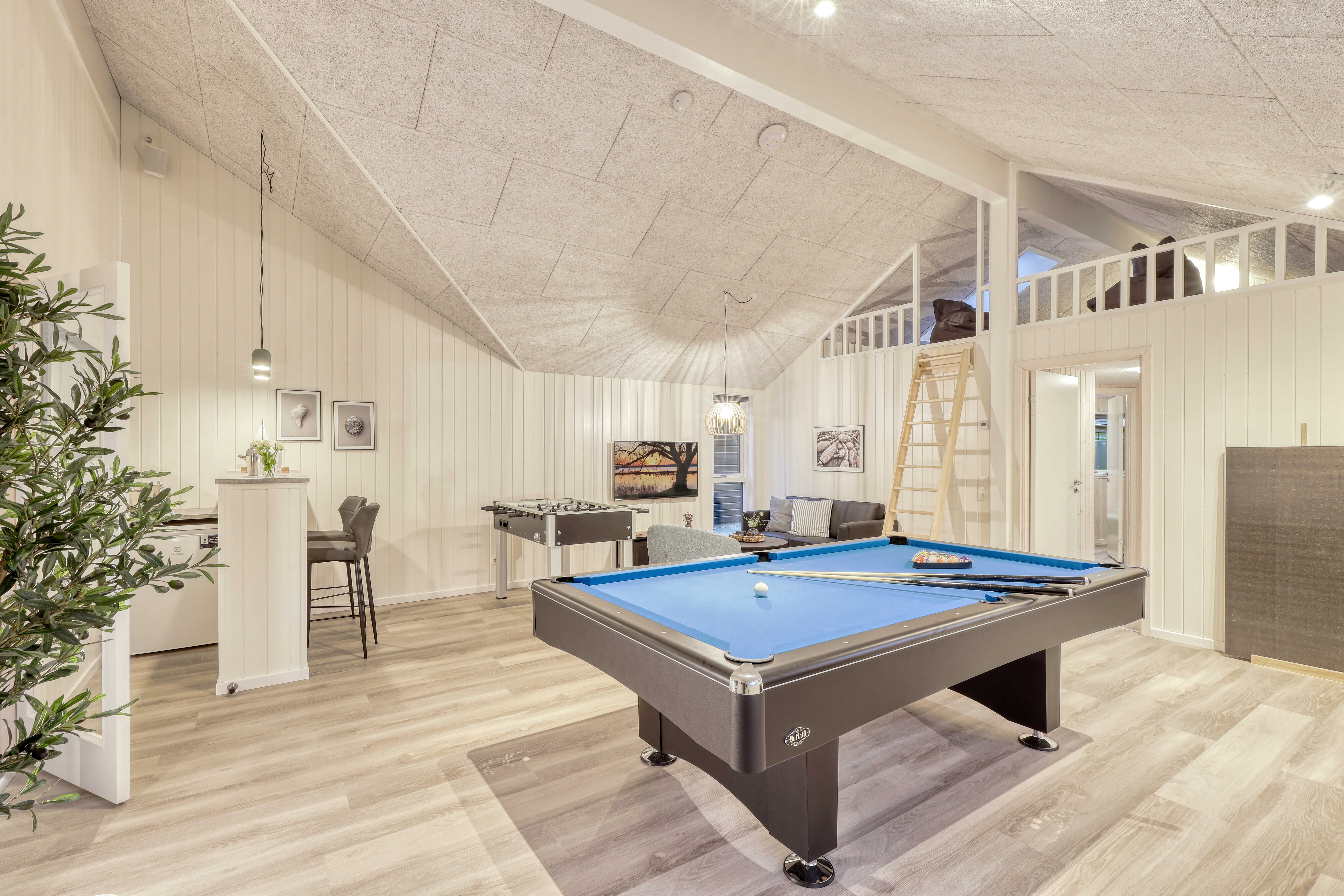 Neben den vielen schönen Stunden, die man im Poolbereich des Hauses verbringen kann, bietet das Luxusferienhaus 761 auch Spielevergnügen bei Billard/Tischtennis und Darts