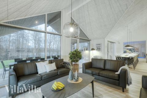 Die Couch im Luxusferienhaus Nr. 765 in Deutschland lädt zu Gesellschaftsspielen oder zu Kinoabenden ein.