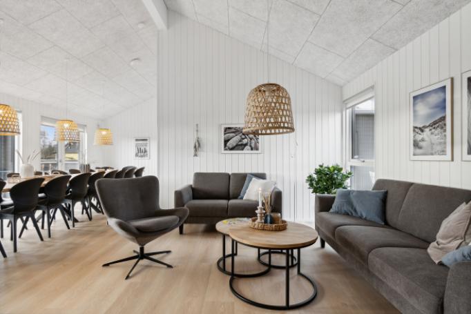 Die Couchecke im Luxusferienhaus Nr. 671 in Fünen und seine Inseln.