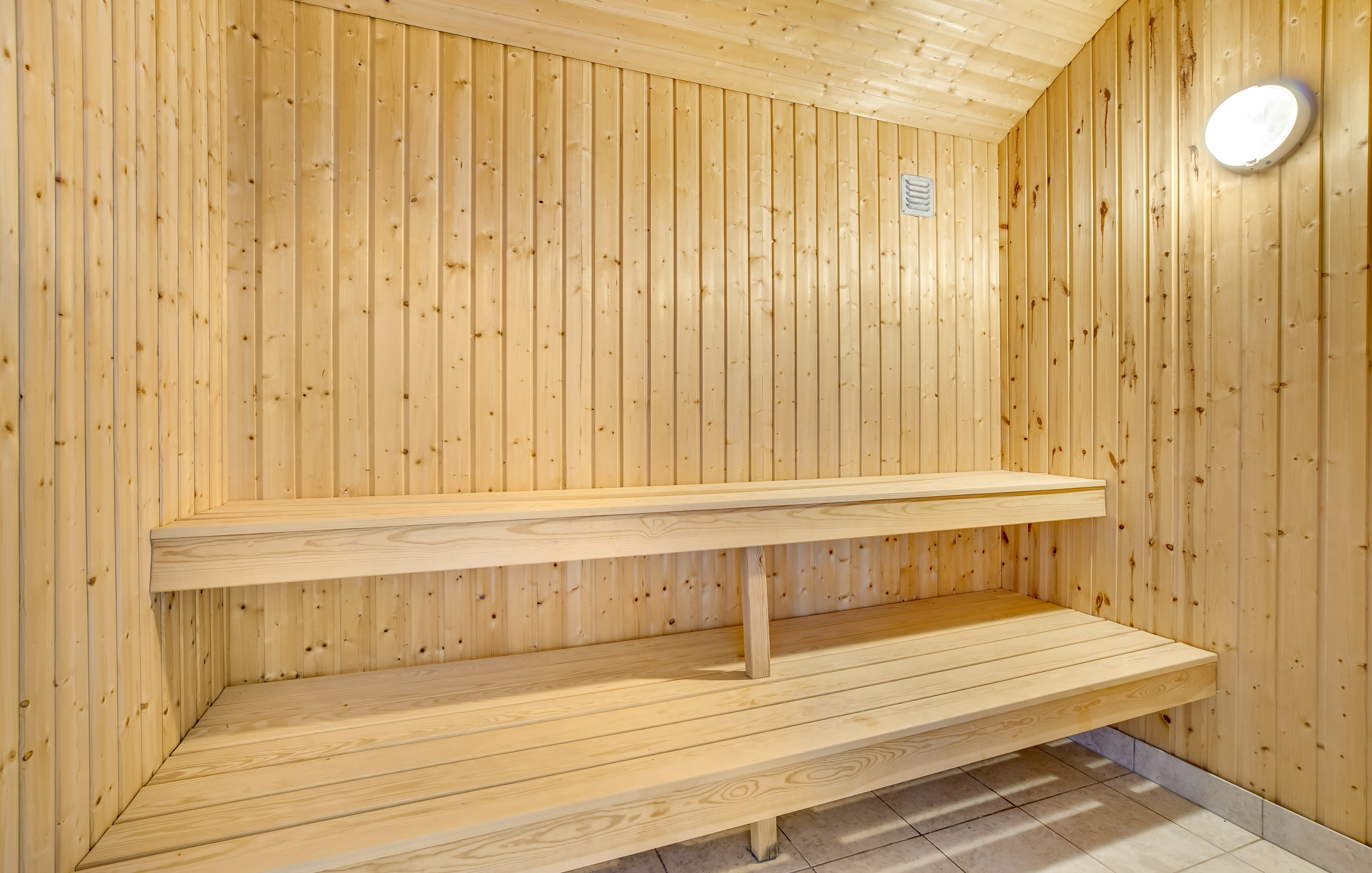 Genießen Sie die heiße Sauna im Luxusferienhaus Nr. 602 für 26 Personen
