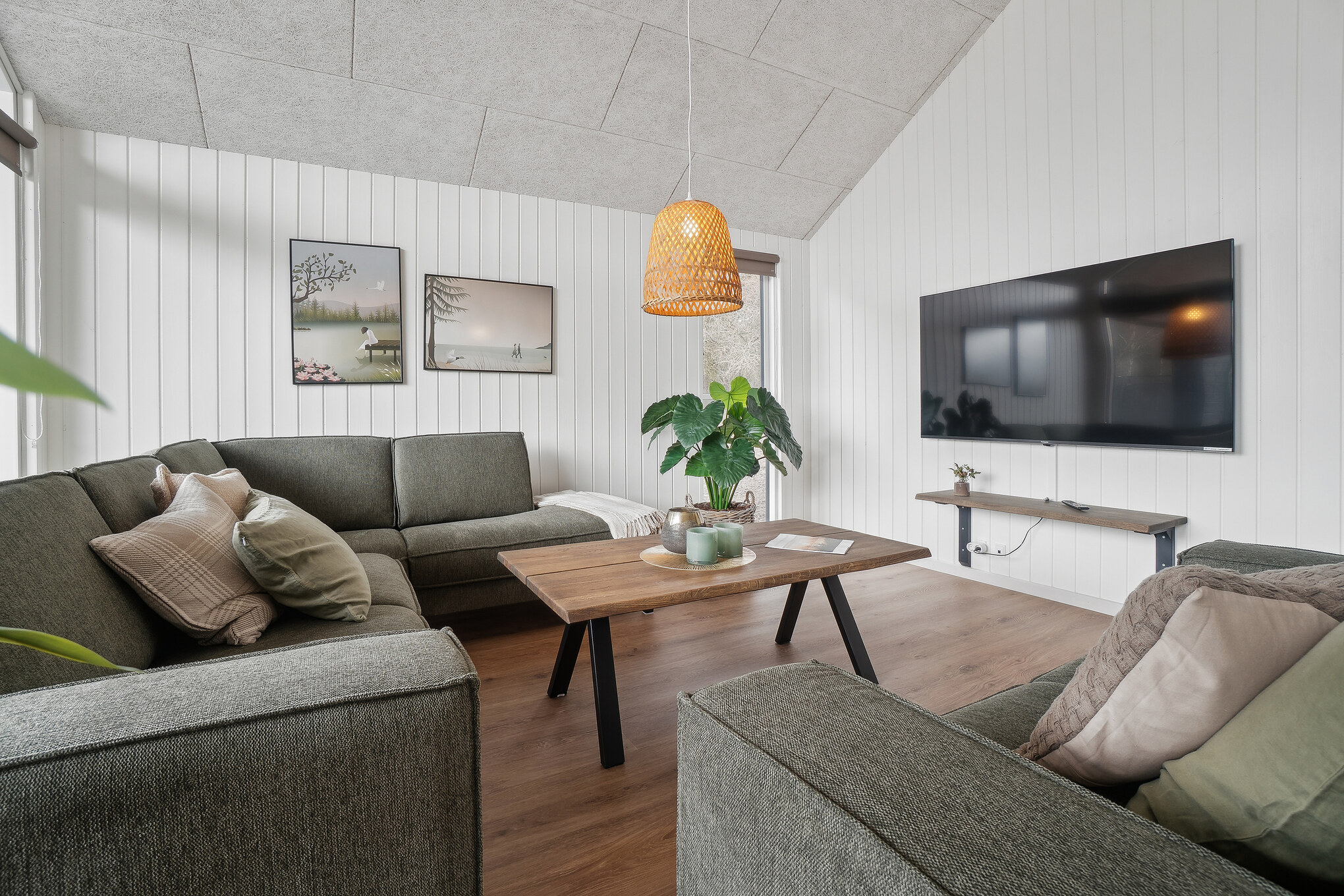 Die Couchecke im Luxusferienhaus Nr. 621 in Bornholm.