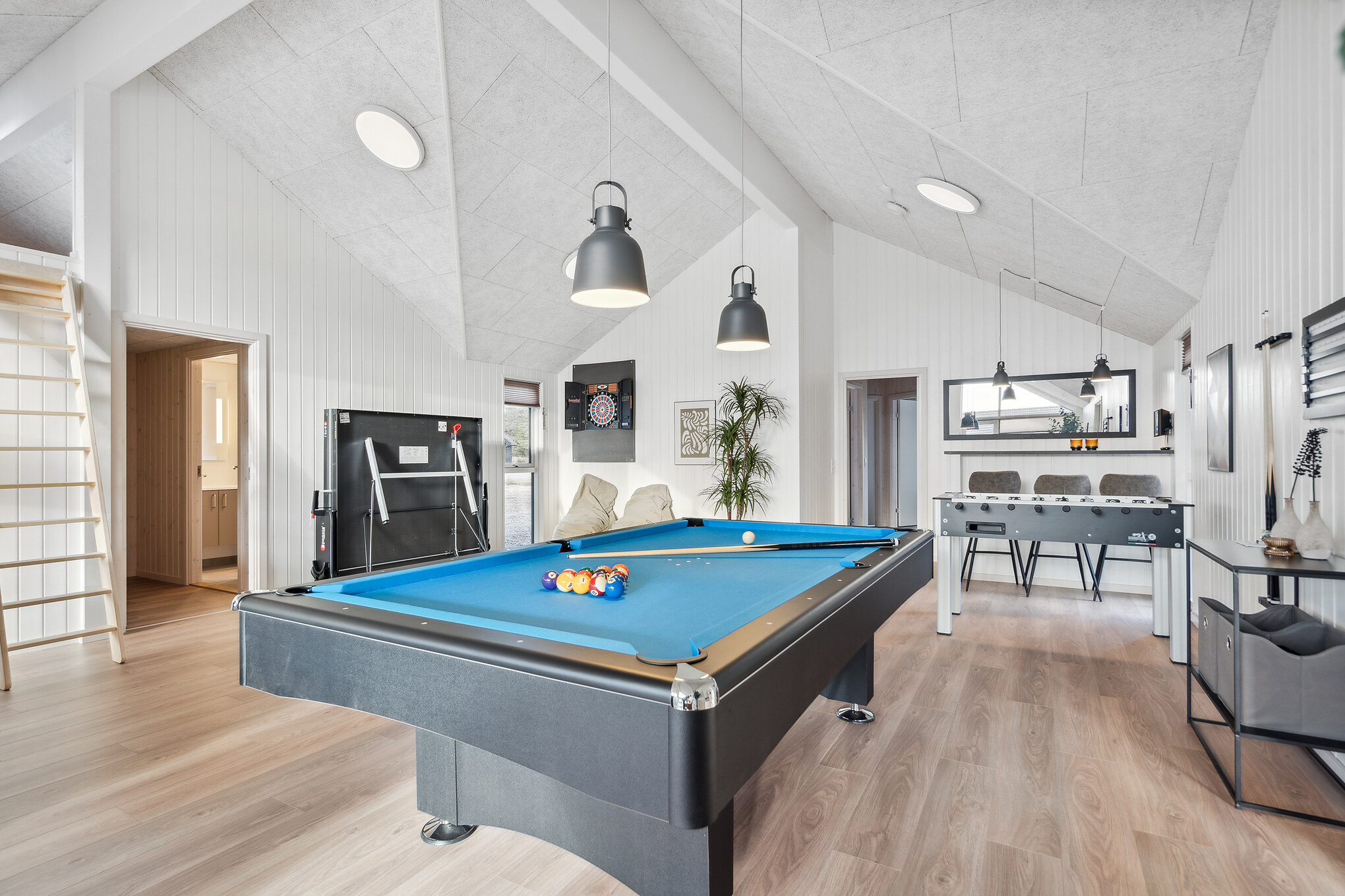 Das Luxusferienhaus 695 für 20 Personen hat einen großen Aktivitätsraum mit u. a. Billard und Darts