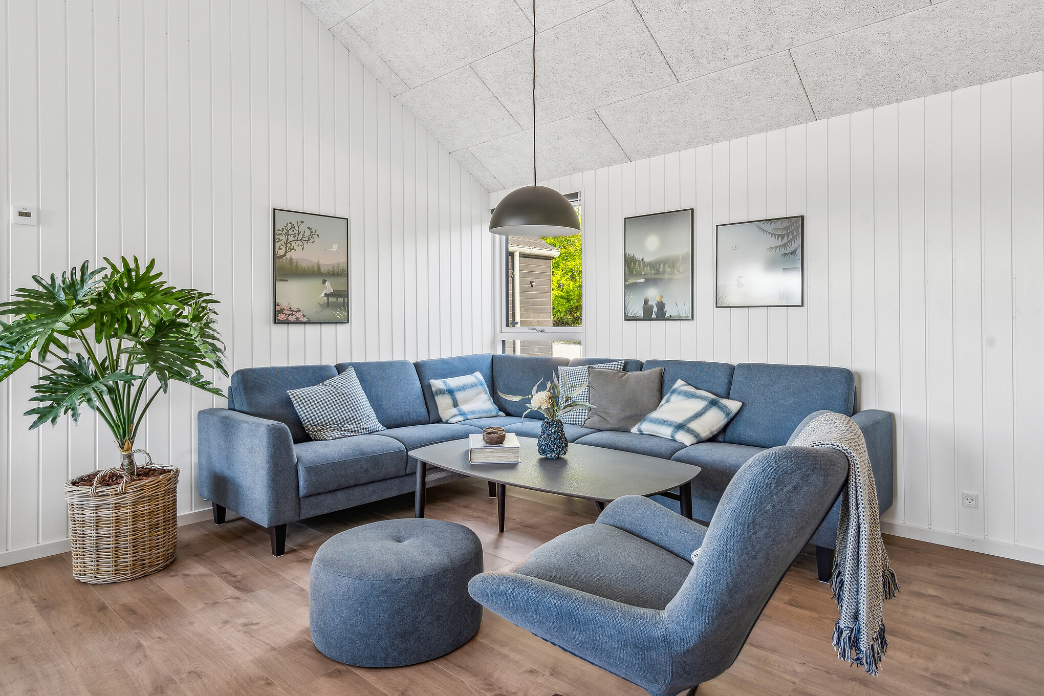 Die Couchecke im Luxusferienhaus Nr. 657 in Südjütland.