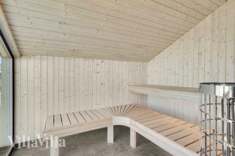 Das Luxusferienhaus Nr. 909 ist unter anderem mit einer schönen Sauna ausgestattet.