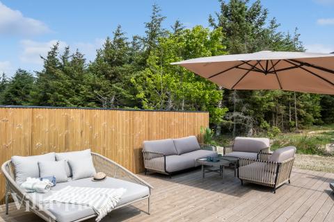 Das Luxusferienhaus Nr. 683 hat eine tolle Terrasse, die mit hochwertigen Gartenmöbeln für 10 Personen ausgestattet ist.