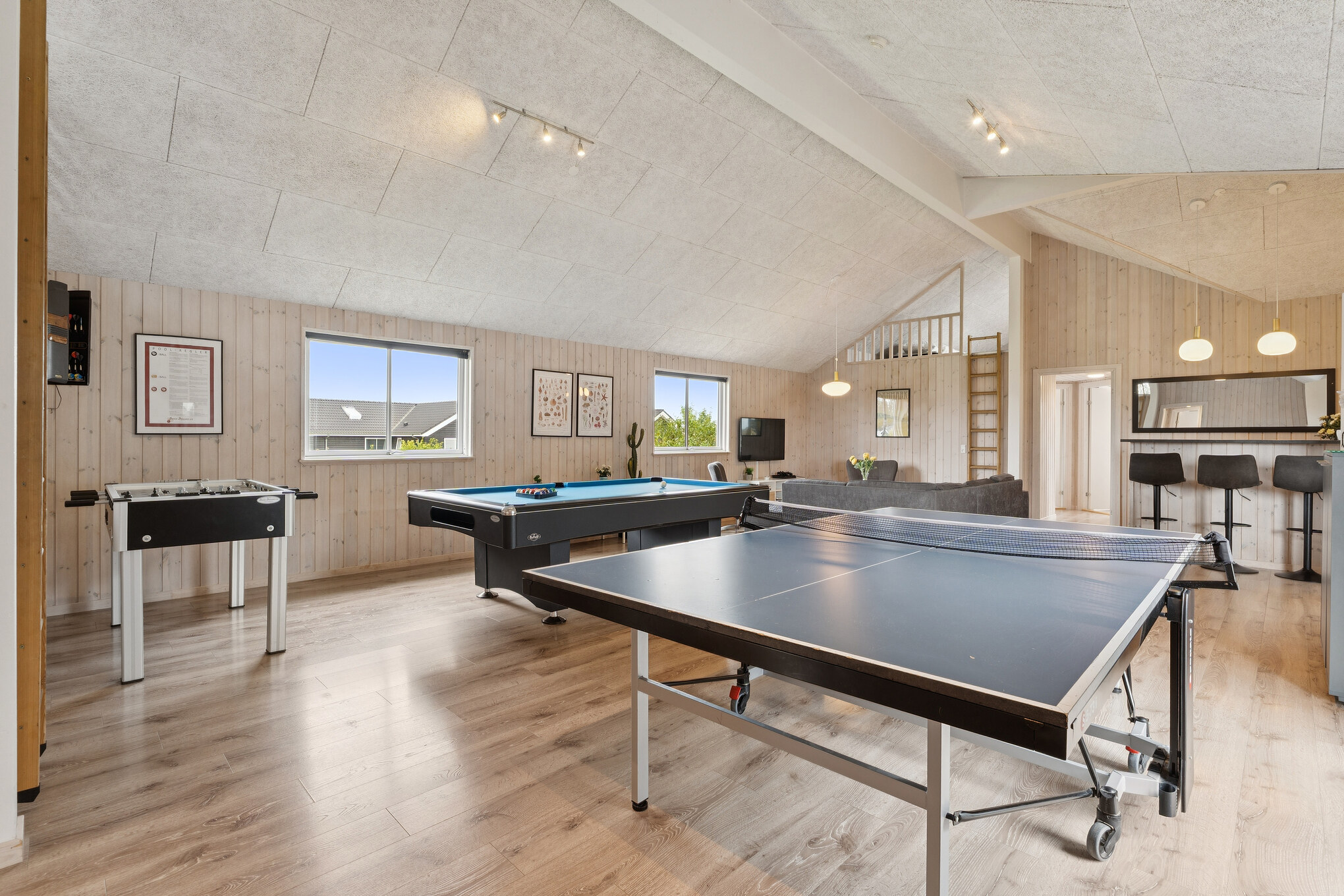 Das Luxusferienhaus 404 für 24 Personen hat einen großen Aktivitätsraum mit u. a. Billard und Darts