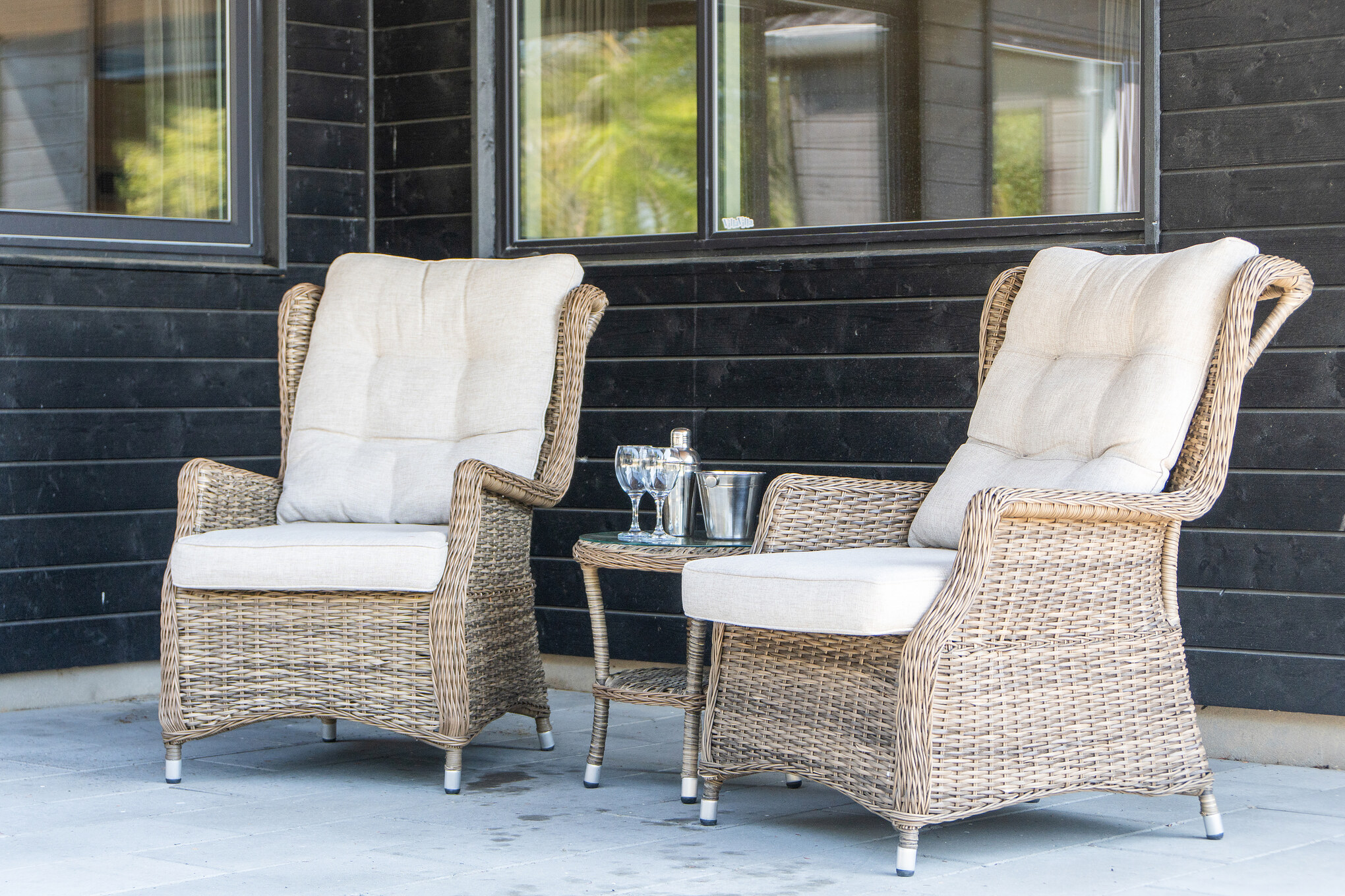 Das Luxusferienhaus Nr. 616 hat eine tolle Terrasse, die mit hochwertigen Gartenmöbeln für 16 Personen ausgestattet ist.