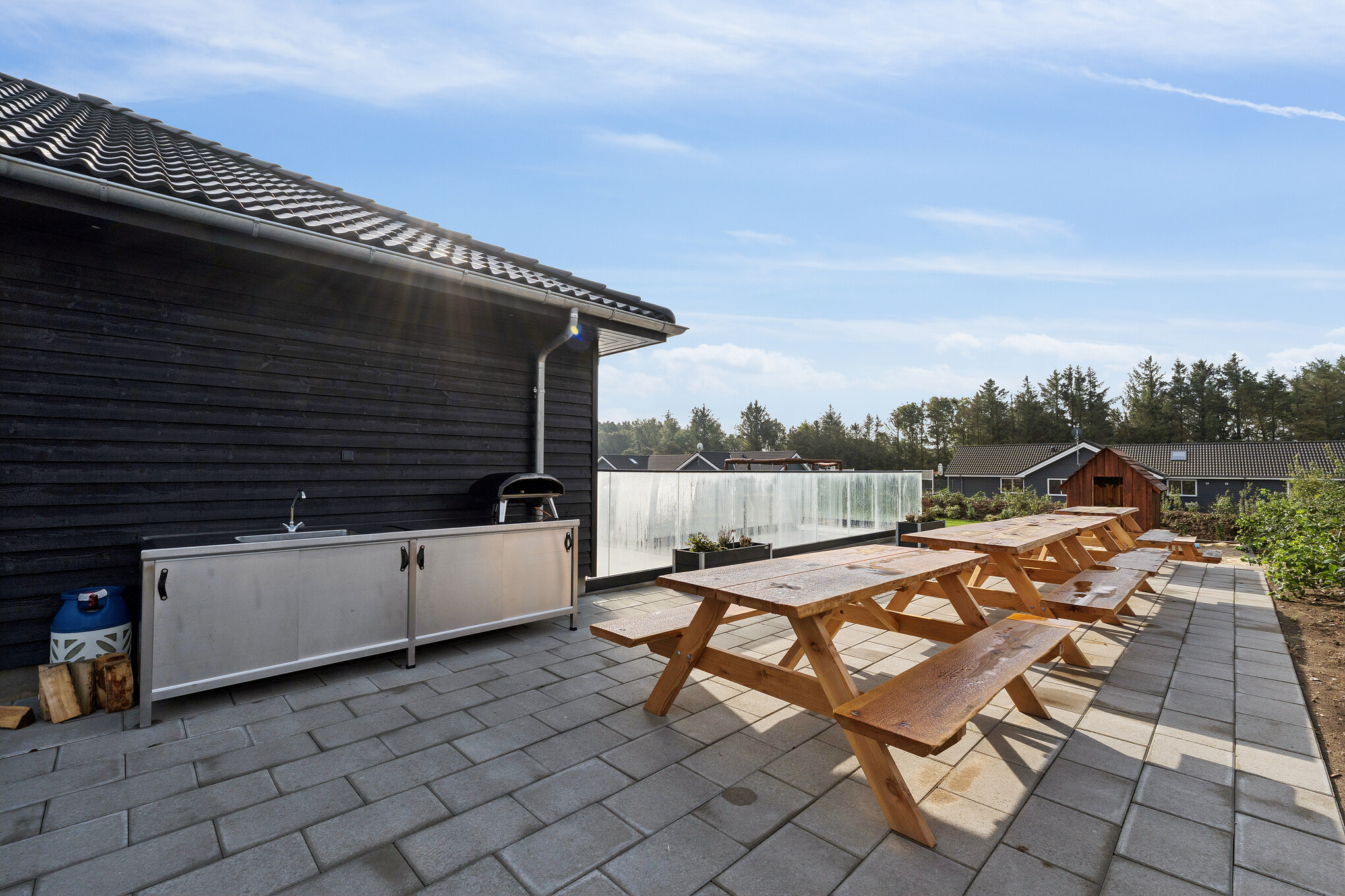 Das Luxusferienhaus Nr. 686 hat eine tolle Terrasse, die mit hochwertigen Gartenmöbeln für 36 Personen ausgestattet ist.
