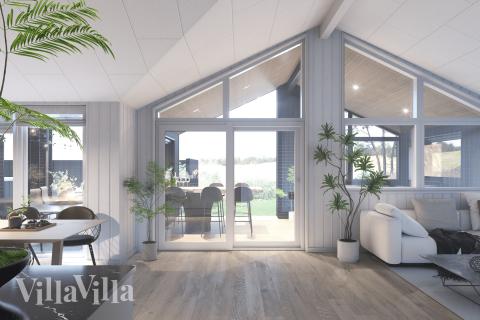 Der große, lichtdurchflutete Aufenthaltsraum im Luxusferienhaus Nr. 931 für 14.