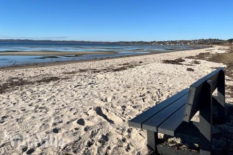 Der Strand in der Nähe von Luxusferienhaus Nr. 931.