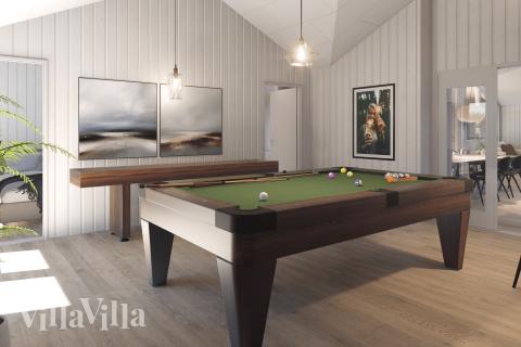 Neben den vielen schönen Stunden, die man im Poolbereich des Hauses verbringen kann, bietet das Luxusferienhaus 919 auch Spielevergnügen bei Billard/Tischtennis und Darts